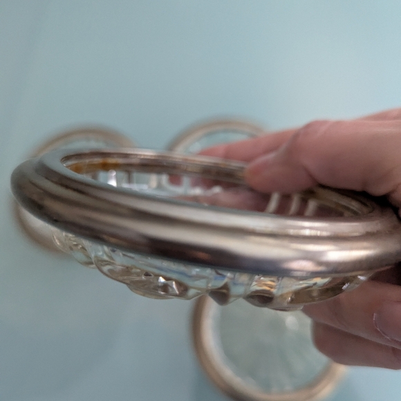 Vintage Coasters, Italian Silver Glass Crystal Coasters, Set of 4 Bar Decor - Picture 5 of 17